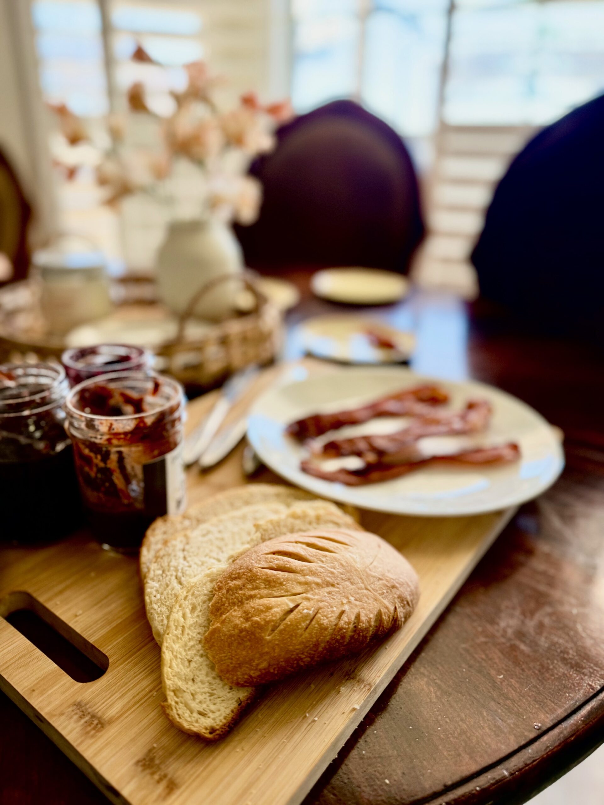 Bread and Bacon on a lovely tablescape
